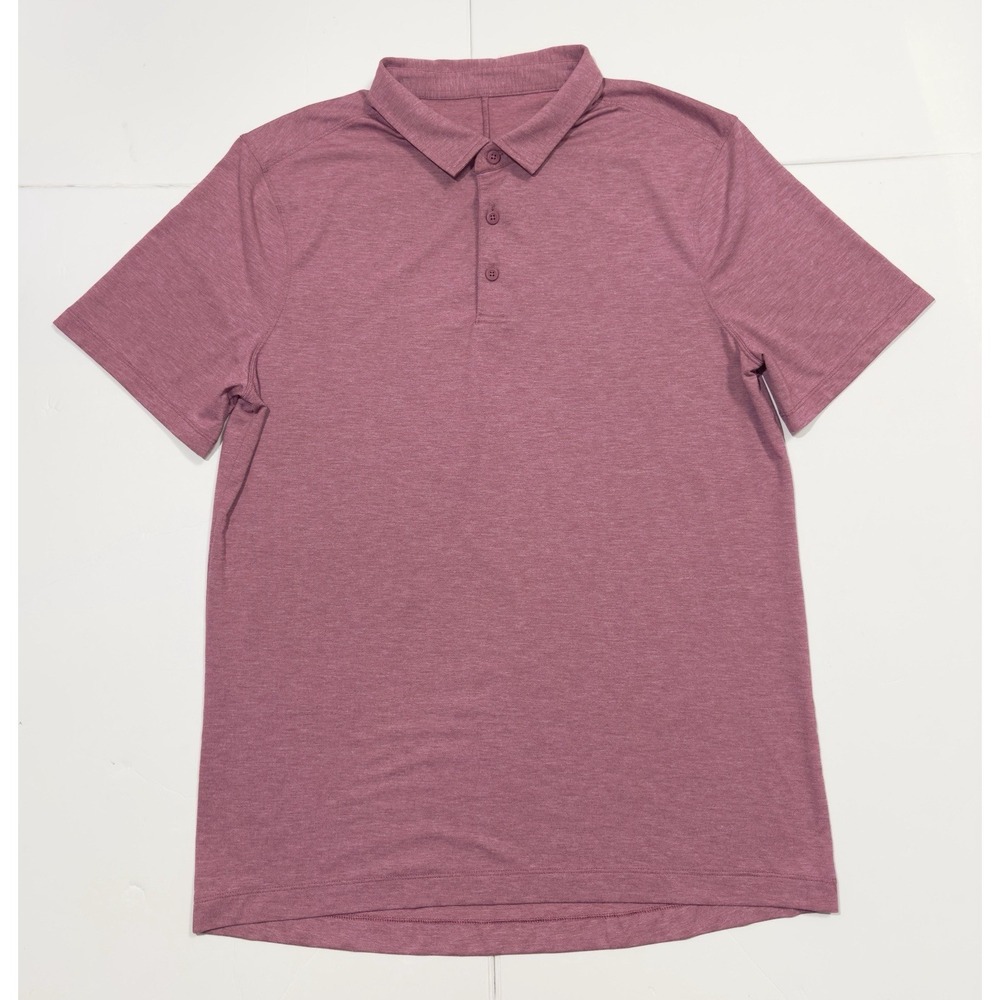Lululemon Men's Evolution Performance Golf Polo Shirt Size M Pink Stretch Preppy - Picture 2 of 7